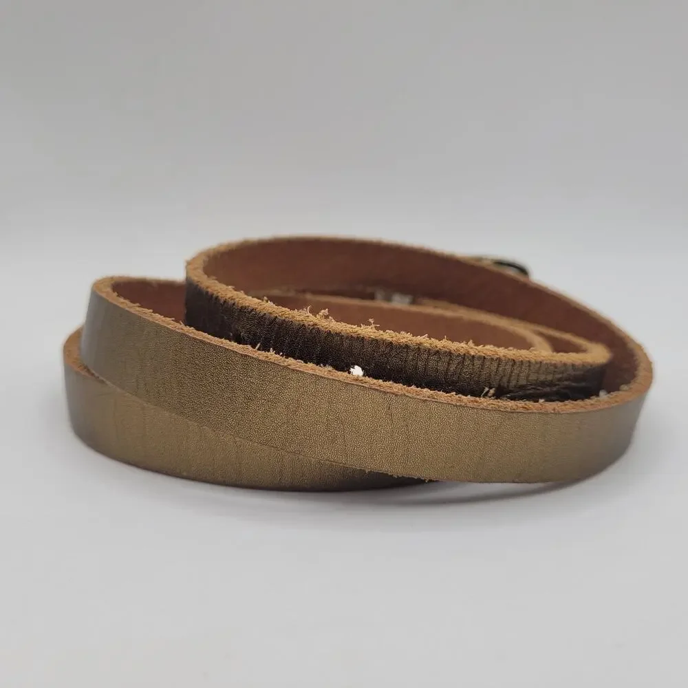 Vintage Gap Belt Medium Bronze Metallic Leather Skinny Thin Minimalist Basic